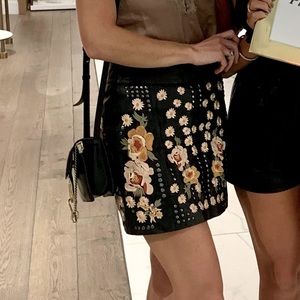 Free People Leather Floral Mini Skirt Size 4